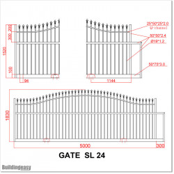 5M Wide Curved Top Aluminium Sliding Gate 1.8M High With Added Privacy