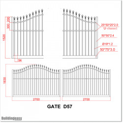 Arch Top Aluminium Double Swing Gate 1.8M High and 5.4M Wide.