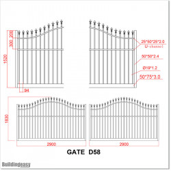 5.8M Wide Aluminium Double Curved Swing Gate  in Auckland.