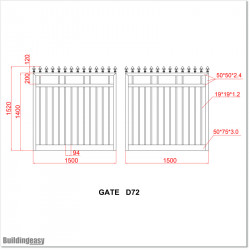 1.5M High Aluminium Flat Top Swing Gates 3M Wide in Auckland.