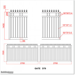 1.5M High Aluminium Flat Top Swing Gates 5.4M Wide in Auckland.