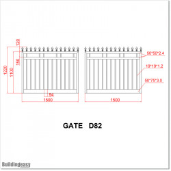 1.2M High Aluminium Flat Top Swing Gates 3M Wide in Auckland.