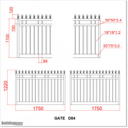 1.2M High Aluminium Flat Top Swing Gates 3.5M Wide in Auckland.