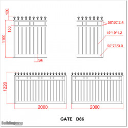 1.2M High Aluminium Flat Top Swing Gates 4.0M Wide in Auckland.