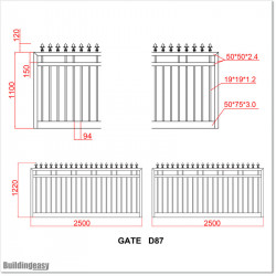 1.2M High Aluminium Flat Top Swing Gates 5.0M Wide in Auckland.