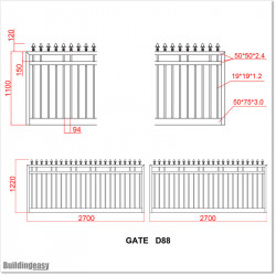 1.2M High Aluminium Flat Top Swing Gates 5.4M Wide in Auckland.