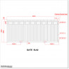 Gate is 4200mm wide and gate height is 1830mm. Gate top is fitted with spears