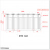 Gate is 3200mm wide and gate height is 1525mm. Overall gate height with wheels and tracks 1.6M