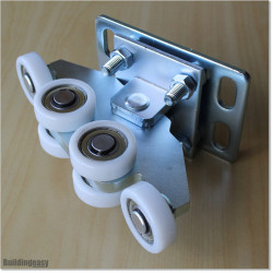 Six wheel roller carriage for aluminium cantilever gates.