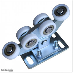 Six wheel roller carriage for aluminium cantilever gates.