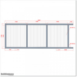 Gate is 4.8M wide and gate height is 1.8M. Gate fits 4.5M post gap