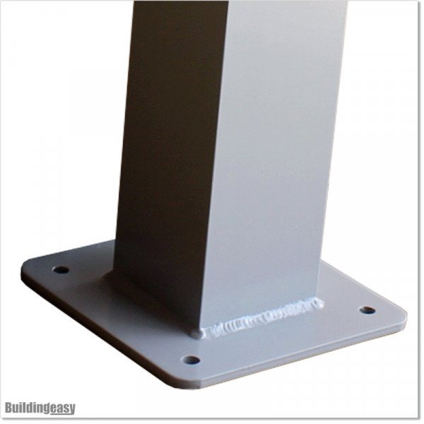 Aluminum Post with Base 100 X 100 and 4.0mm wall thickness. Powder coated in Silver Pearl colour