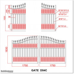 Quality Aluminium Curved Top 3.5M Wide Double Swing Gates With Fitted Plates
