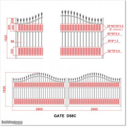 5.8M Wide Aluminium Double Curved Swing Gate  in Auckland.