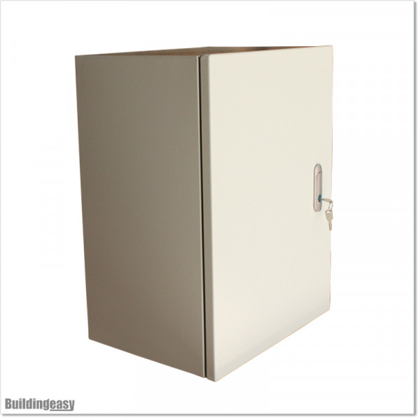 Metal wall mount enclosure outer dimensions 300 X 400 X 250 mm. IP 65 waterproof rating