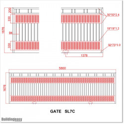 Aluminium 5.8M Wide Gate 1.7M Height Flat Top Covered Sliding Gate