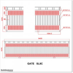 Aluminium 6.4M Wide Gate 1.7M Height Flat Top Covered Sliding Gate
