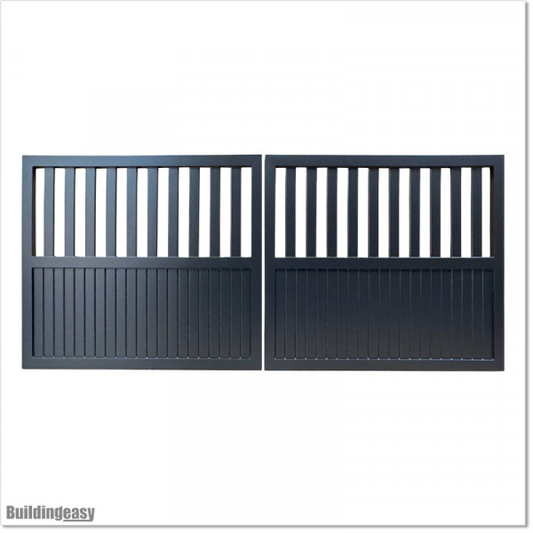 Aluminium Tongue and Groove Gate. Gate is 3.0M wide and gate height is 1.5M. Gate colour is Matte Black (RAL9005)