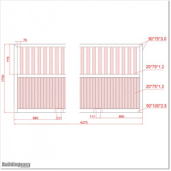 Gate is 4.275M wide and gate height is 1.75. Gate fits 4M post gap. Gate colour Matte Black (RAL9005)