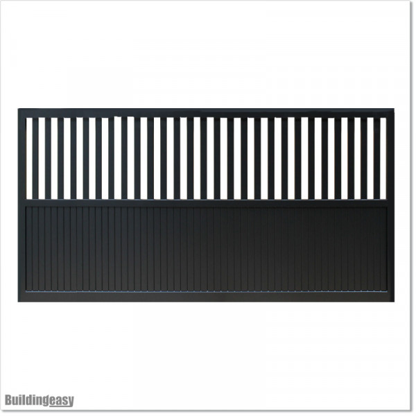 Gate is 4.275M wide and gate height is 1.75. Gate fits 4M post gap. Gate colour Matte Black (RAL9005)