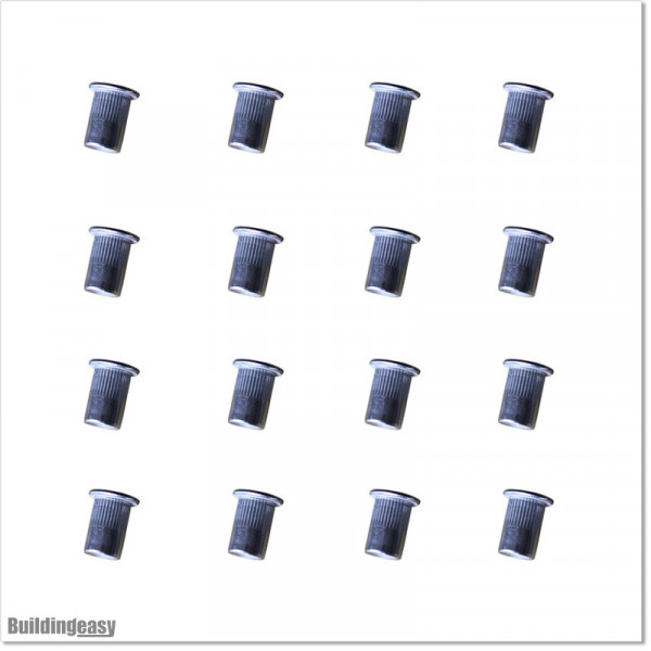 Large Flange Head M6 Aluminium Rivet Nut 16 pieces
