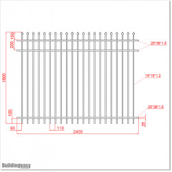 Fence is 1.8M high and 2.4M wide