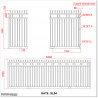 Gate is 5300mm wide and gate height is 1830mm. Gate top is fitted with spears
