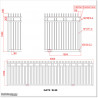 Gate is 6400mm wide and gate height is 1830mm. Gate top is fitted with spears