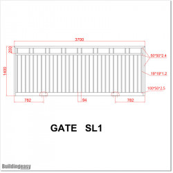 3.7M Wide Black Colour Aluminium Flat Top Sliding Gate 1.4M High