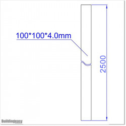 Steel Post is 100 X 100 and 4mm wall thickness. Post is powder coated in white colour