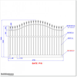 2.7M Wide Aluminium Arch Single Swing Gate includes Parts.